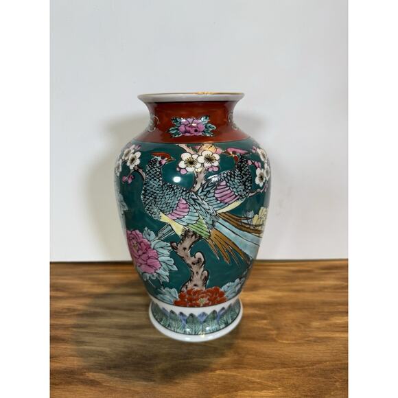 Vintage Gold Imari Hand Painted Vase Pheasants & Peonies Japan 10” Porcelain - Picture 1 of 11